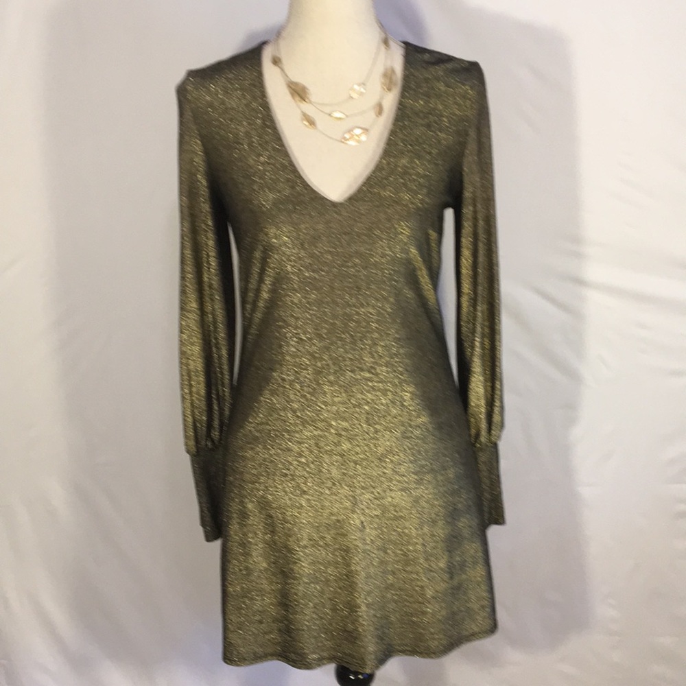 Gold and black mini dress